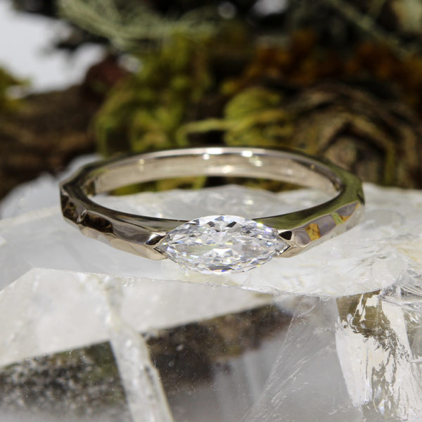 eco white gold marquise diamond ring