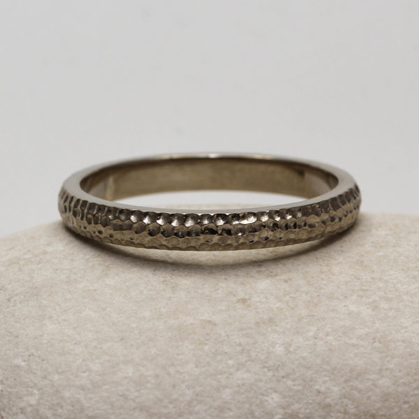Recycled White Gold Honeycomb Wedding Ring