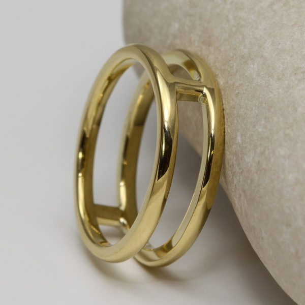 Eco Friendly Double Bridged Wedding Ring with Polished Finish