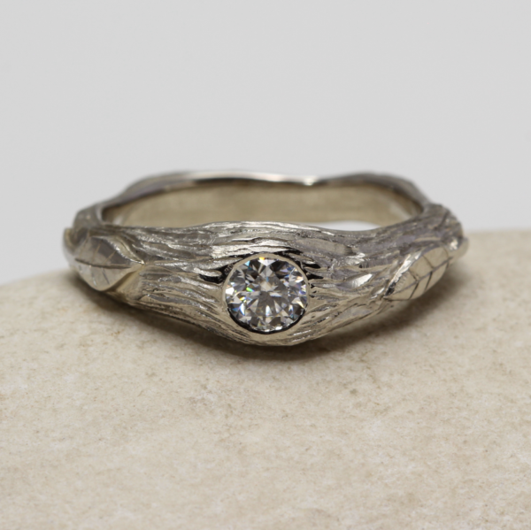 Handmade Platinum Twig Engagement Ring