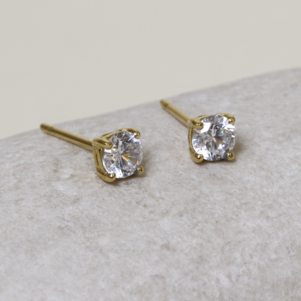 Recycled Solitaire Diamond or Moissanite Earrings