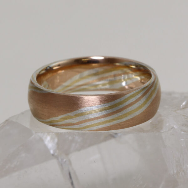 Ethical Rose Gold Mokume Gane Ring
