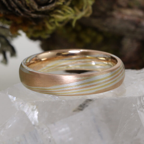 Handmade Rose Gold Mokume Gane Ring