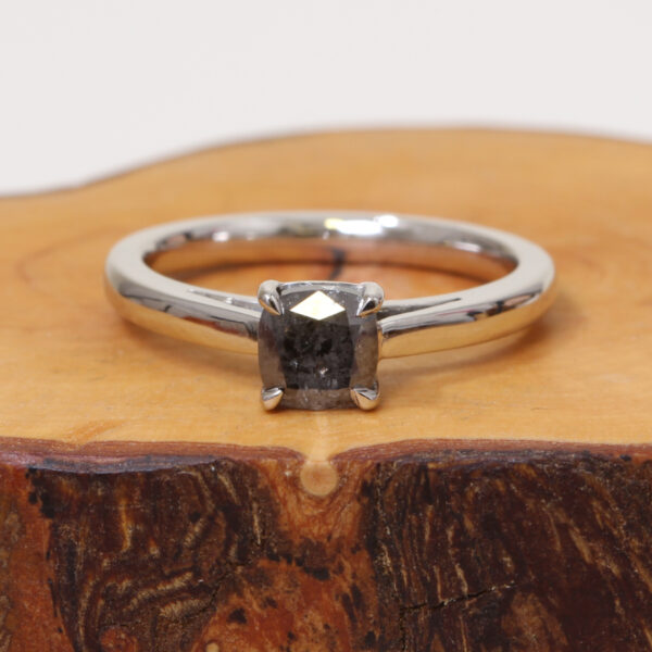 Bespoke Platinum Salt & Pepper Diamond Engagement Ring