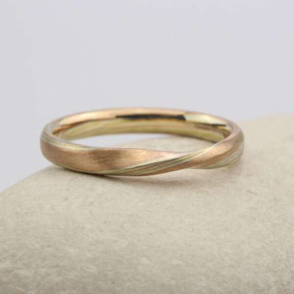 Ethical Mokume Gane Twist Wedding Ring