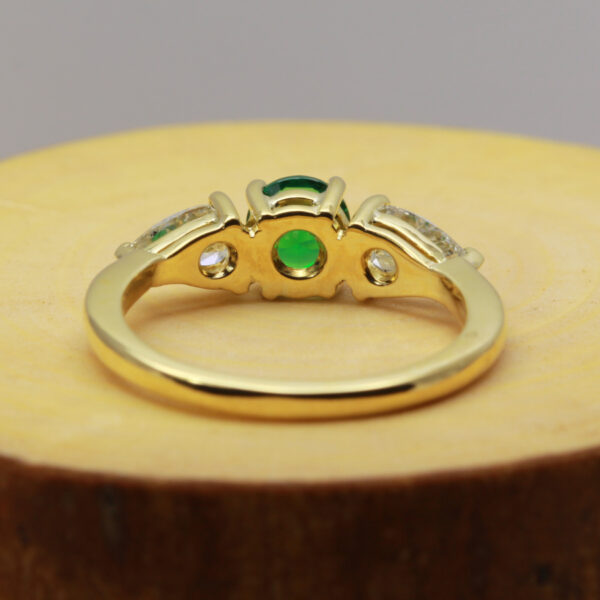 Handmade Emerald Three Stone Engagement Ring