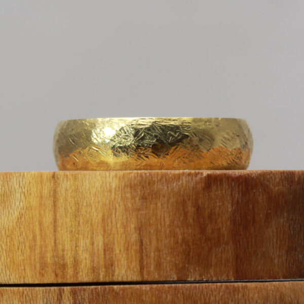Recycled Hammered 18ct Gold Wedding Band