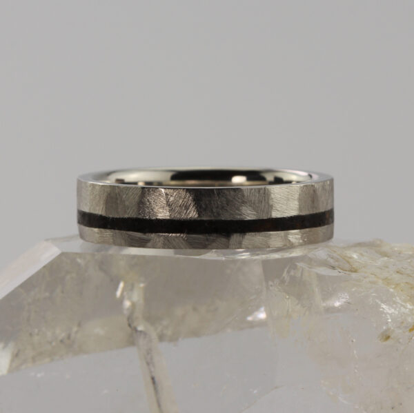 Handmade Platinum Icelandic Basalt Inlay Ring