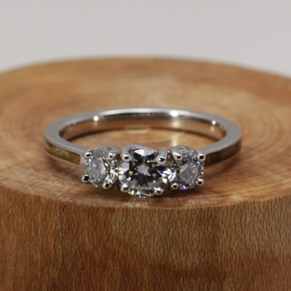 Bespoke Three Stone Diamond and Wood Engagement Ring