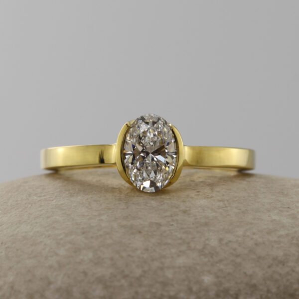 Handmade 18ct Gold Oval Solitaire Engagement Ring