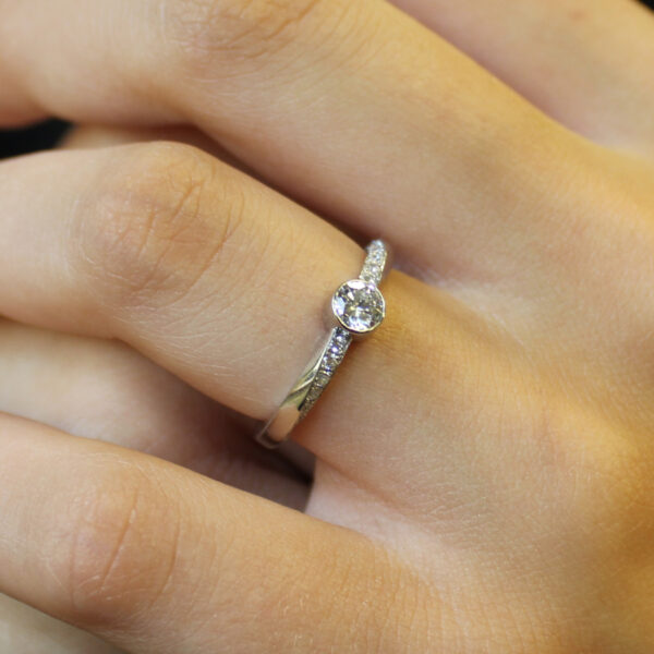 Eco platinum and diamond engagement ring