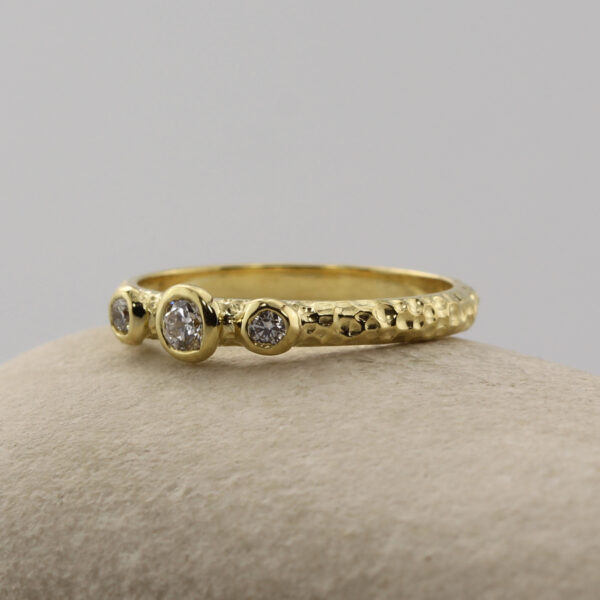 Handmade 18ct Gold Three Stone Engagement Ring