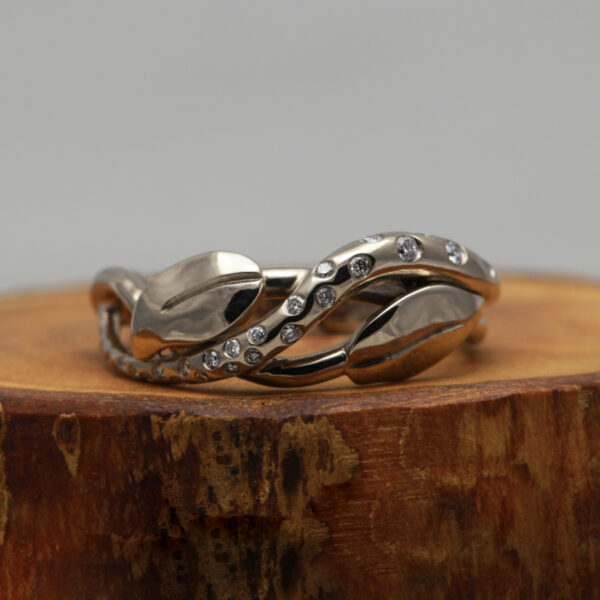 Ethical Octopus and Leaf Diamond Ring