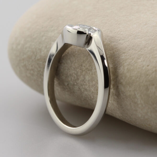 Unique Platinum Diamond Solitaire Crossover Engagement Ring
