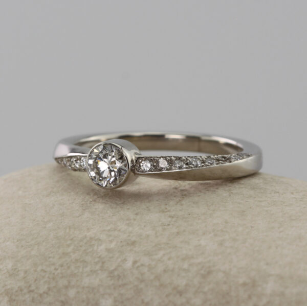 Ethical platinum and diamond engagement ring