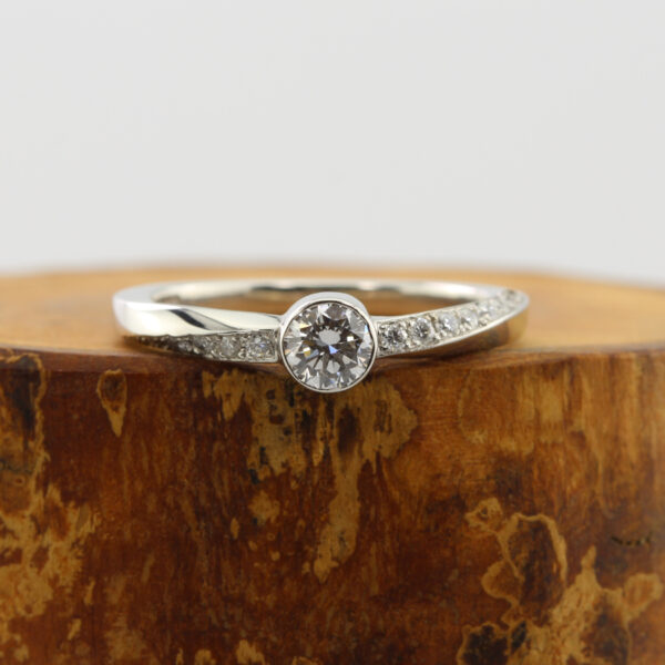 Hand Crafted platinum and diamond engagement ring