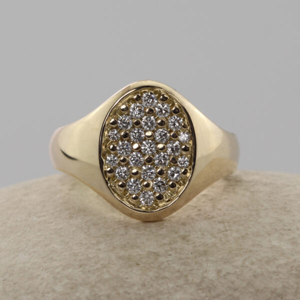 Handmade 9ct Diamond Signet Ring