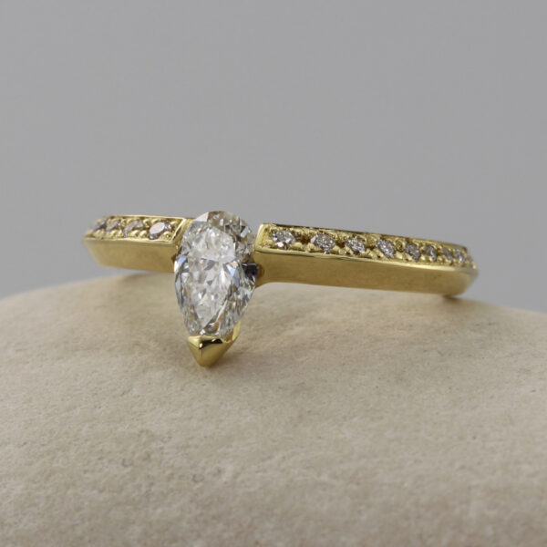 Recycled Pear Cur Diamond Engagement Ring