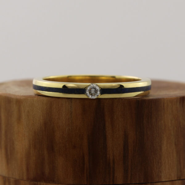 Recycled 18ct gold inlay ring with diamond
