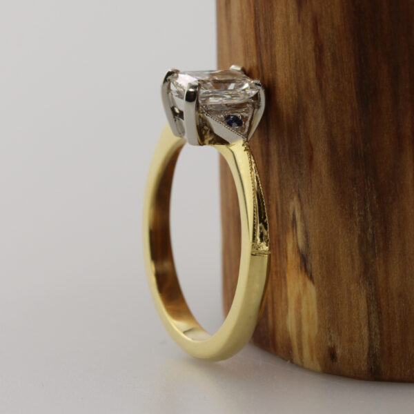 Unique Mixed Metal Radiant Cut Engagement Ring