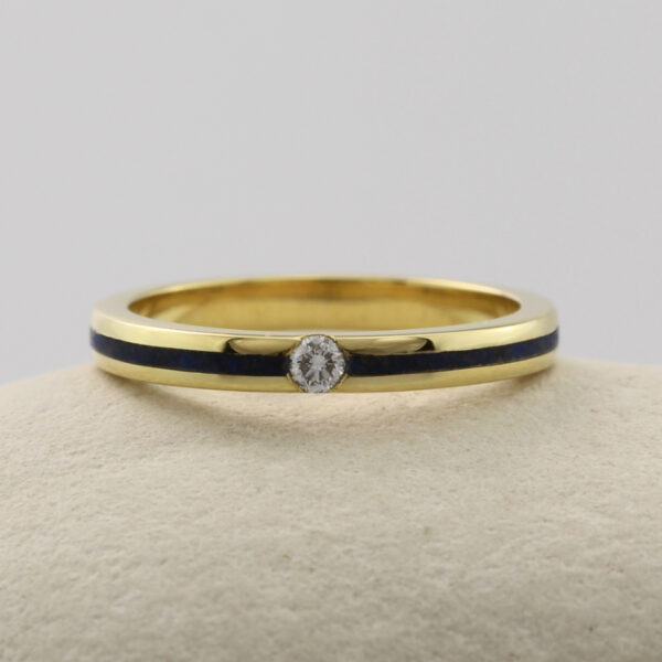 Handmade 18ct gold inlay ring with diamond