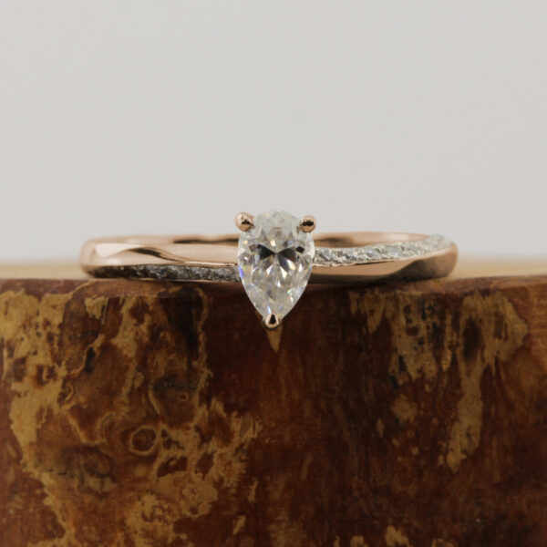 Eco 18ct Rose Gold Pear Cut Diamond Ring