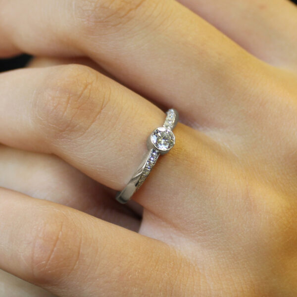 Custom 18ct White Gold Twist Diamond Engagement Ring
