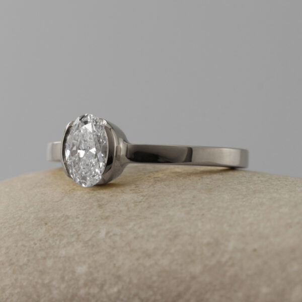 Eco Friendly Platinum Oval Solitaire Engagement Ring