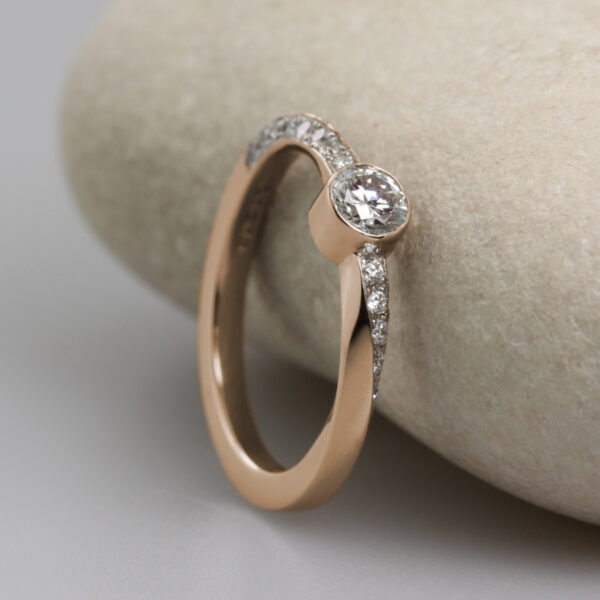 Eco 18ct Rose Gold Twist Diamond Engagement Ring