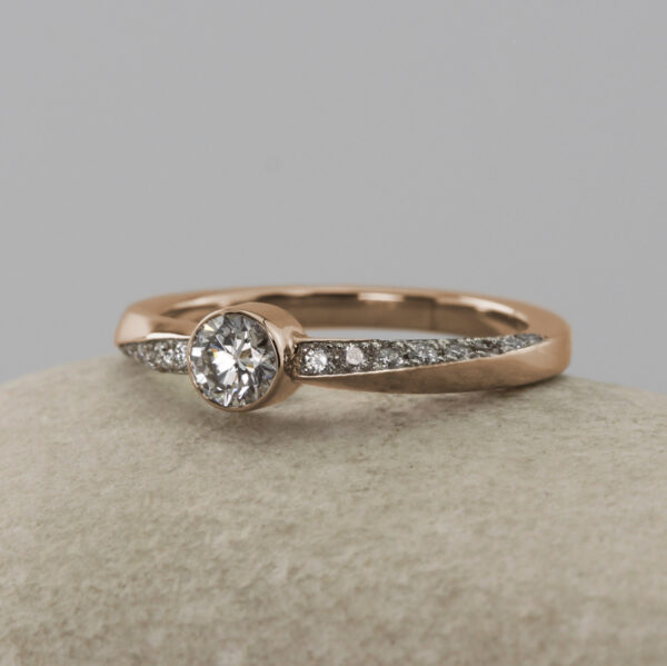Ethical 18ct Rose Gold Twist Diamond Engagement Ring