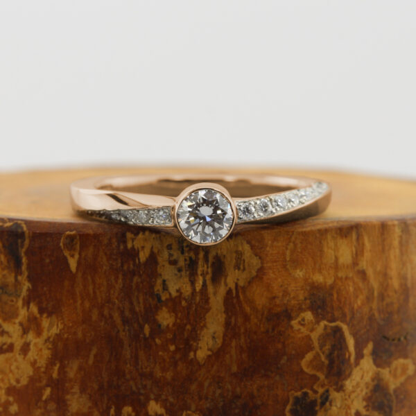 Recycled 18ct Rose Gold Twist Diamond Engagement Ring
