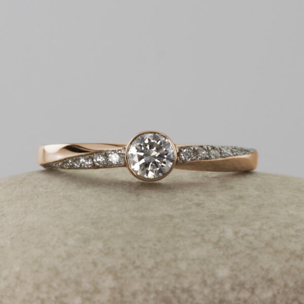 Sustainable 18ct Rose Gold Twist Diamond Engagement Ring