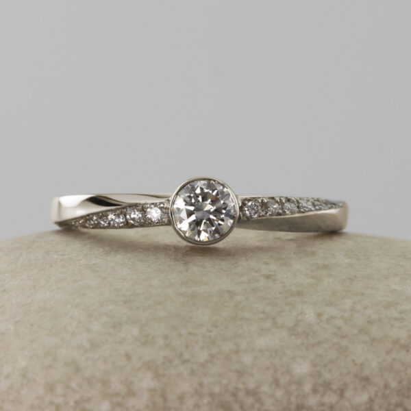 Eco 18ct White Gold Twist Diamond Engagement Ring