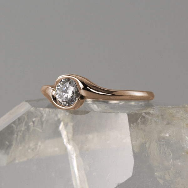 Handmade 18ct Rose Gold Diamond Solitaire Crossover Engagement Ring