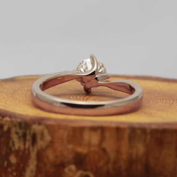Recycled 18ct rose gold twisted prong solitaire ring