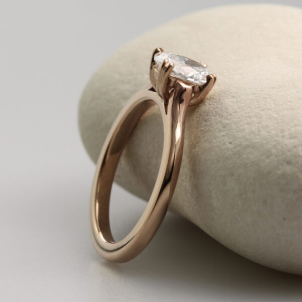Hand crafted 18ct Rose Gold Oval Solitaire Engagement Ring
