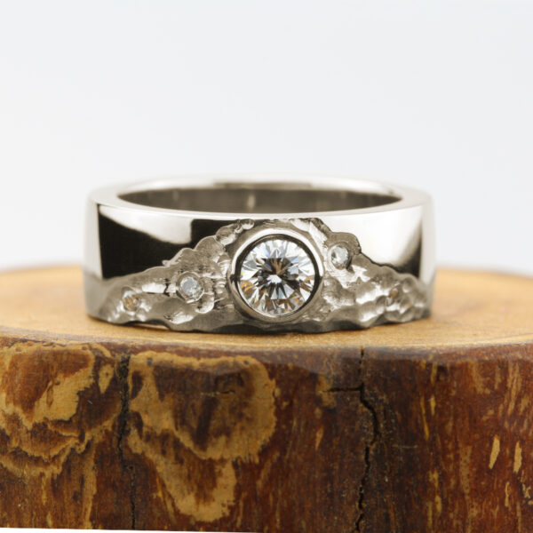 Recycled 18ct White Gold Sun and Mountain Ring