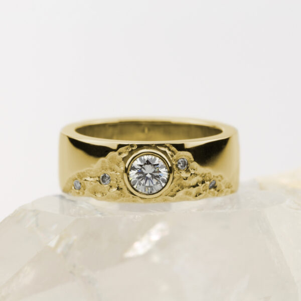Recycled 18ct Gold Sun and Mountain Ring