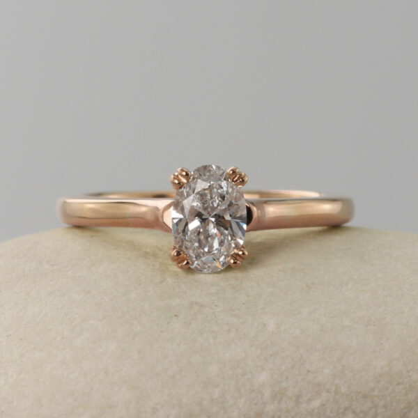Eco 18ct Rose Gold Oval Solitaire Engagement Ring