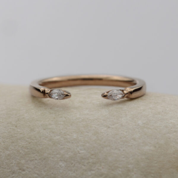 Handmade 18ct Rose Gold Open Diamond Wedding Ring