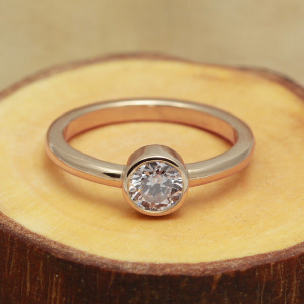 Handmade Bezel Set Rose Gold Diamond Engagement Ring