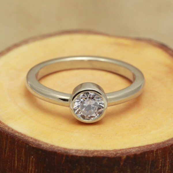 Unique Bezel Set White Gold Diamond Engagement Ring