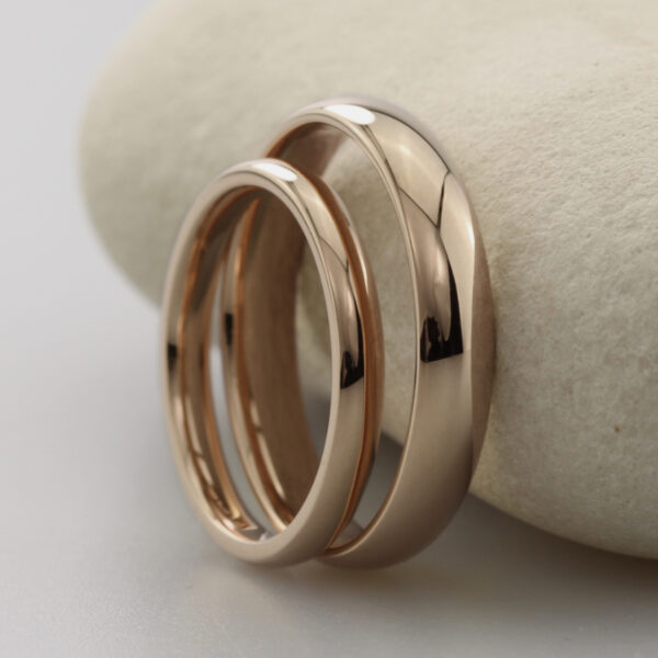 Recycled 18ct Rose Gold Polished Court Wedding Rings