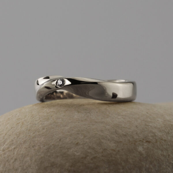 Handmade 950 Platinum Twisted Diamond Wedding Ring