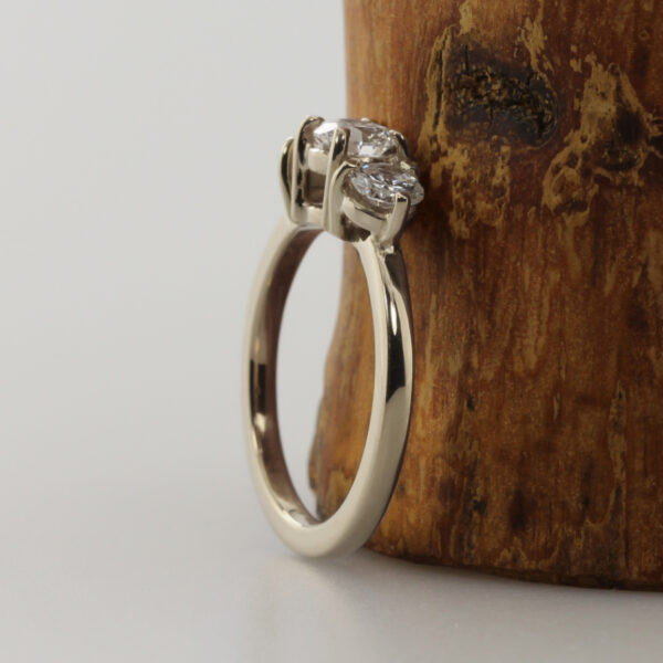 Unique 18ct White Gold Three Stone Diamond Ring