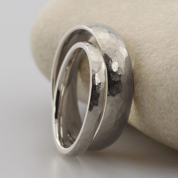 Unique Platinum Rings with a Hammered Finish