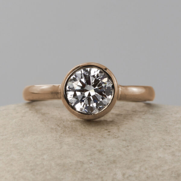 Ethical Bezel Set Rose Gold Diamond Engagement Ring