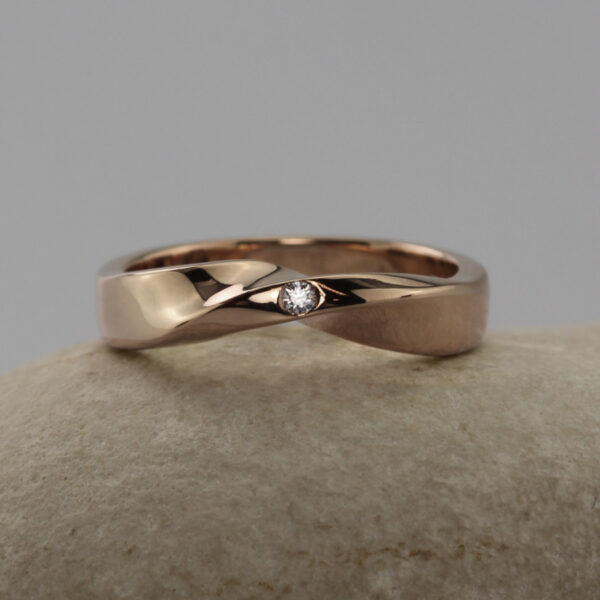 Bespoke 18ct Rose Gold Twisted Diamond Wedding Ring