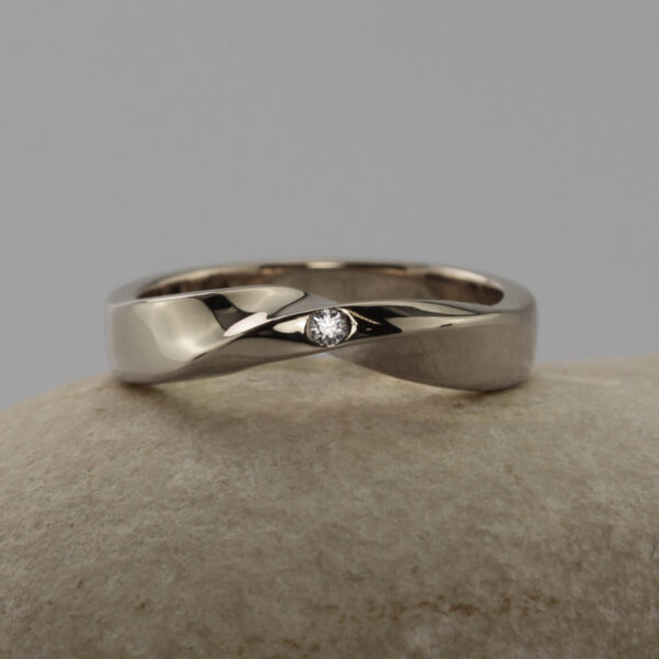 Custom 18ct White Gold Twisted Diamond Wedding Ring