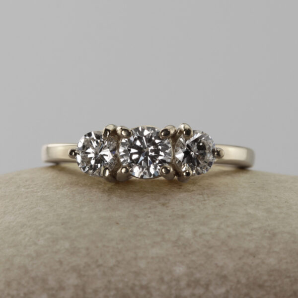 Custom 18ct White Gold Three Stone Diamond Ring